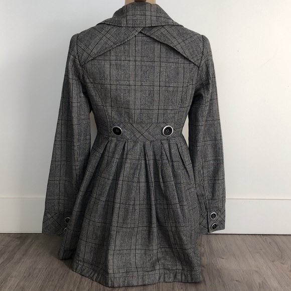 EUC RW&Co Black and Gray Cotton Plaid Coat Size S - Picture 6 of 14